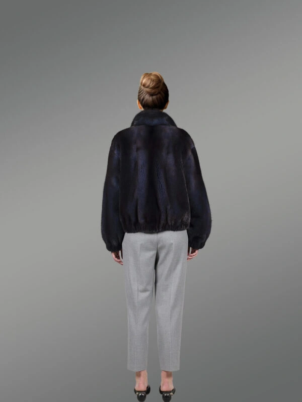 Blue Mink Bomber with Turtleneck Collar – Exceptional Warmth & Great Looks - Image 3