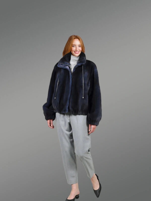 Blue Mink Bomber with Turtleneck Collar – Exceptional Warmth & Great Looks - Image 7