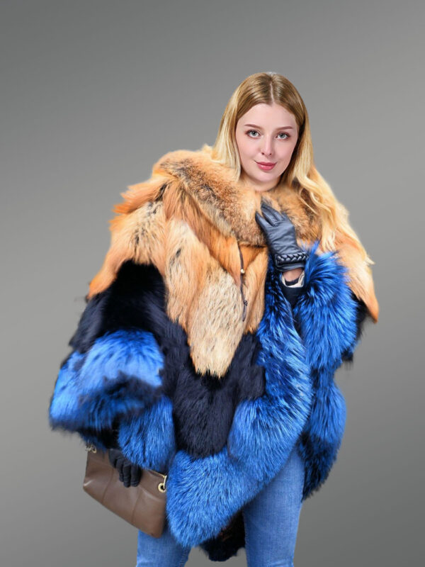 Womens Red Fox Fur Poncho– Unmatched Warmth with Unparalleled Elegance - Image 2