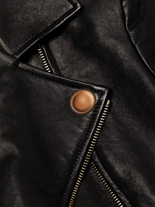 Womens Cropped Moto Leather Jacket Snugly Glowing Your Wintry Eventide - Image 7